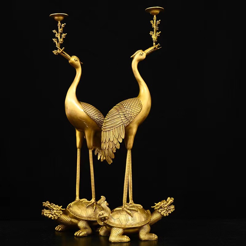 古代純銅の大きな透かし彫りの九竜薫香炉置物