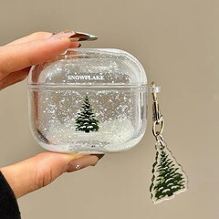 韓国系シンプルで透明な雪花流砂松の木はエアポッドスプ2イヤーカバーアップルプロの新型3世代を適用します。