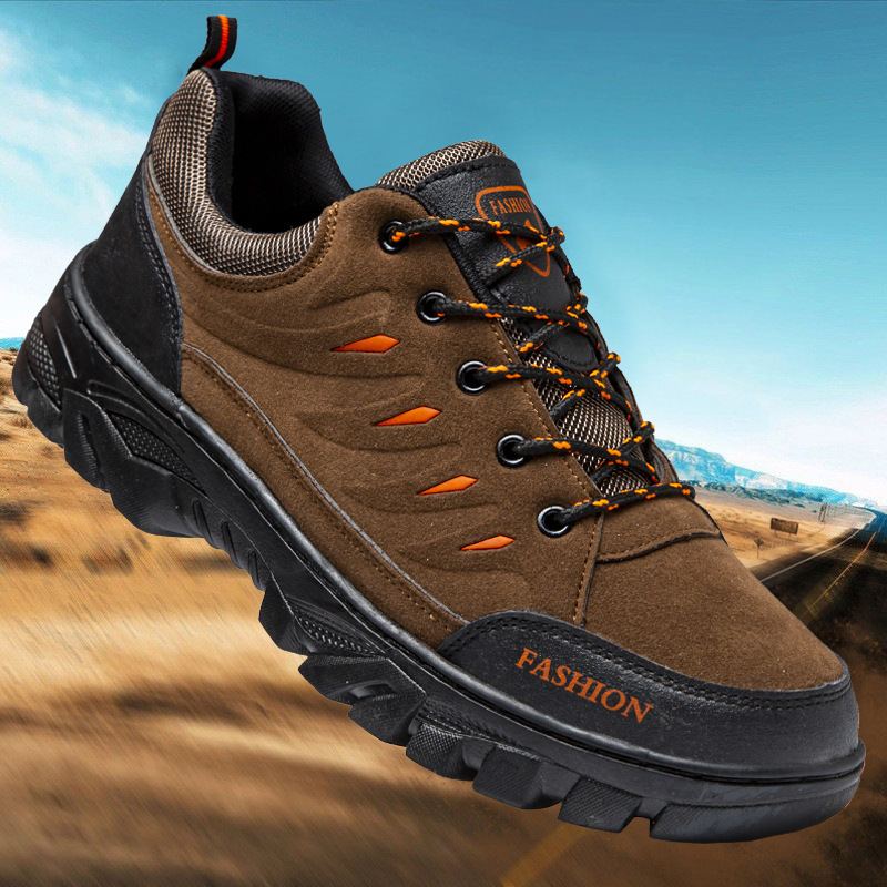 Cross-Border Hiking Men's Shoes New Outdoor Round-Toe Flat-Heeled Labor Protection Shoes Casual Trendy Warm and Comfortable Cold-Stick Hiking Shoes