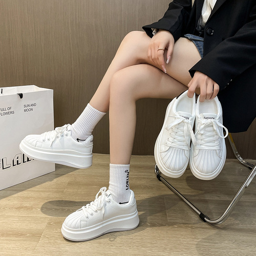Spring and Autumn New Style White Shoes Women's Student Shoes Shell Toe Casual Sneakers Versatile Sports Flat Shoes
