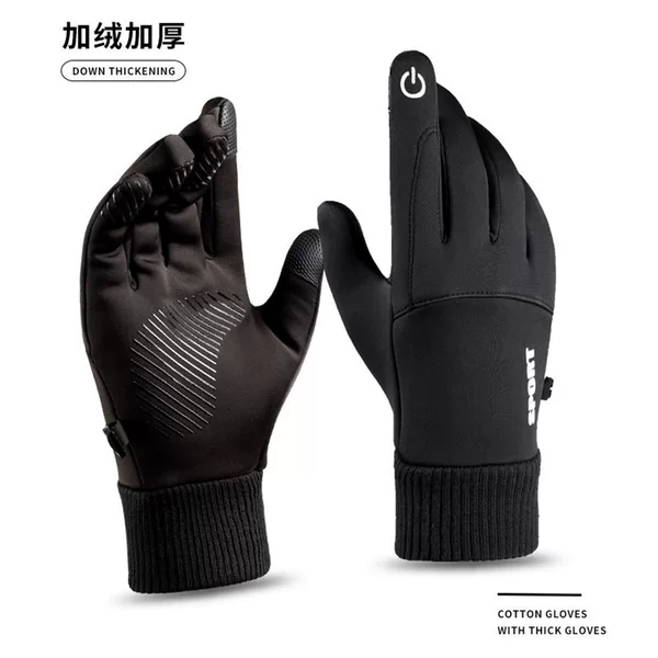Outdoor Sports Cycling Men's Winter Extended Cuff Warm Windproof Touchscreen Non-Slip Fleece-Lined Cold-Proof Touchscreen Gloves