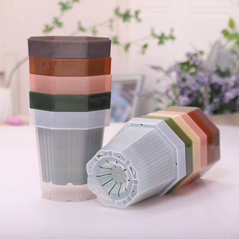 15口径盆彩叶芋花烛蕨类热植盆带空气柱可悬挂塑料花盆装饰绿植