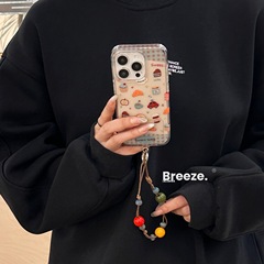 牛角包自動車ケーキ適用iphone16 promaxリンゴ15携帯ケース14転倒防止13ストラップ12女性