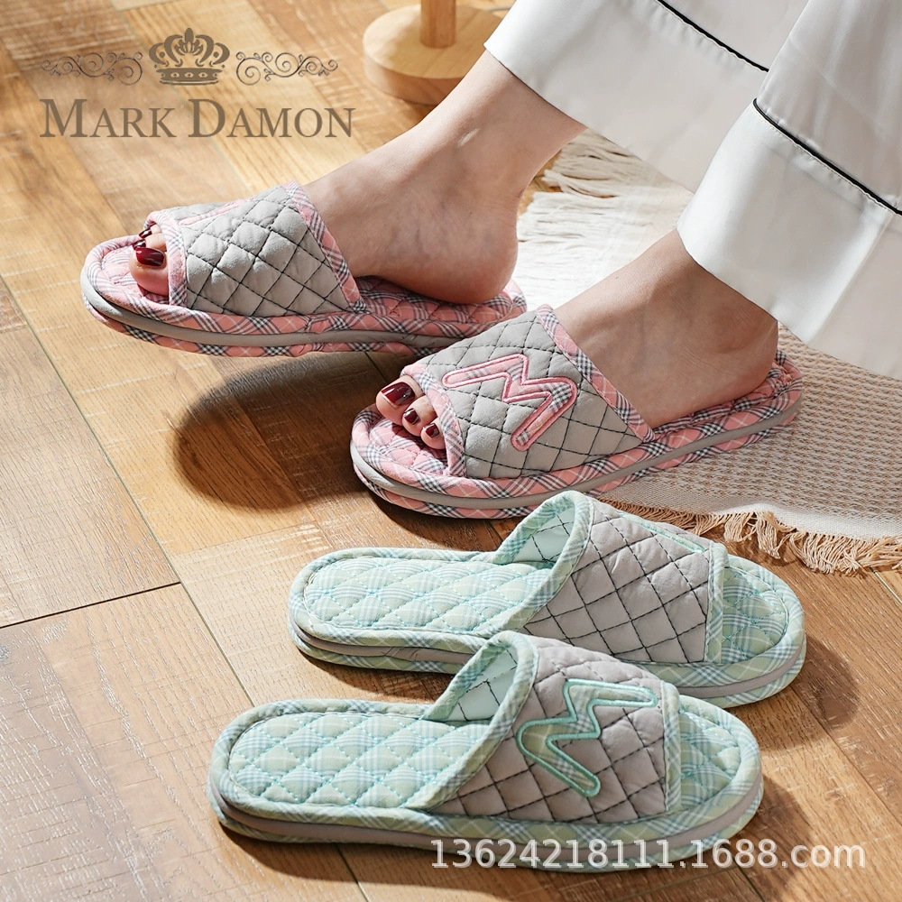 Новые милые утолщенные трехслойные мягкие тканевые тапочки из чистого хлопка с шумопоглощающим дном для дома, простые домашние тапочки для пары мужчин и женщин
