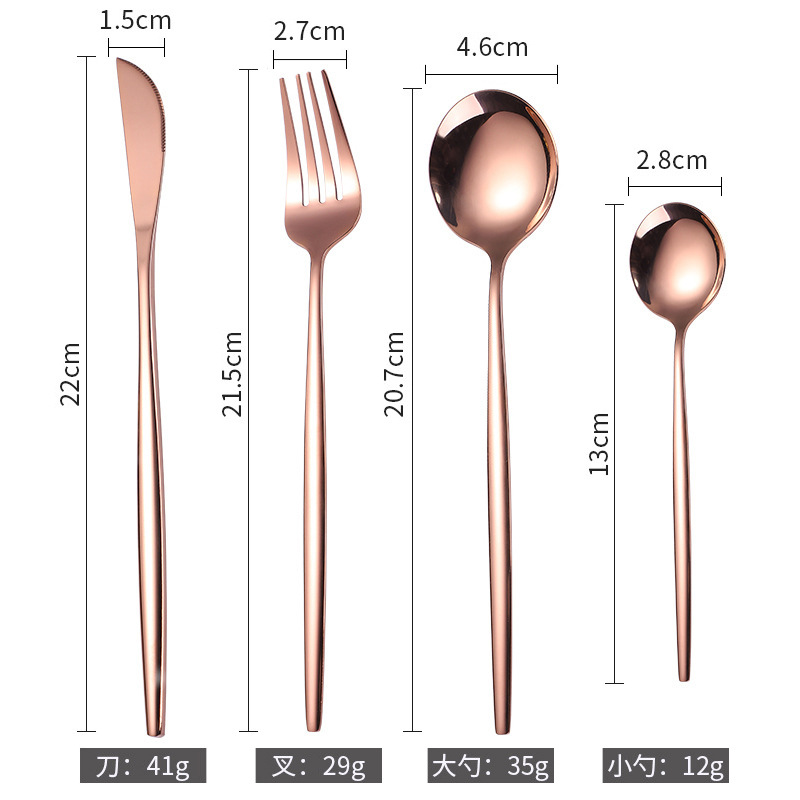 Set de cubiertos de acero inoxidable portugués, 4 piezas doradas, ideal para carne y Amazon comercio transfronterizo, cuchillo tenedor y cuchara