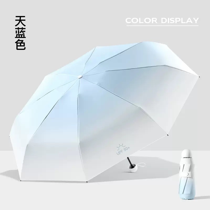Cápsula paraguas protección solar Protección UV paraguas reforzado de ocho huesos paraguas cinco veces pequeña sombrilla portátil
