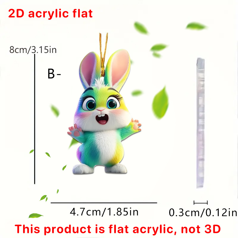 Pascua transfronteriza venta encantadora dibujos animados conejo muñeca decoración colgante acrílico plano arco iris llavero image 5