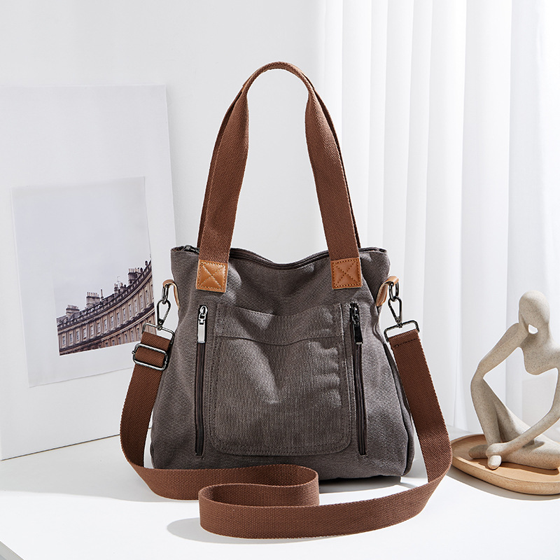 Bolso Tote de Hombro para Mujer de Lona de Gran Capacidad con Cierre para Uso Diario image 6