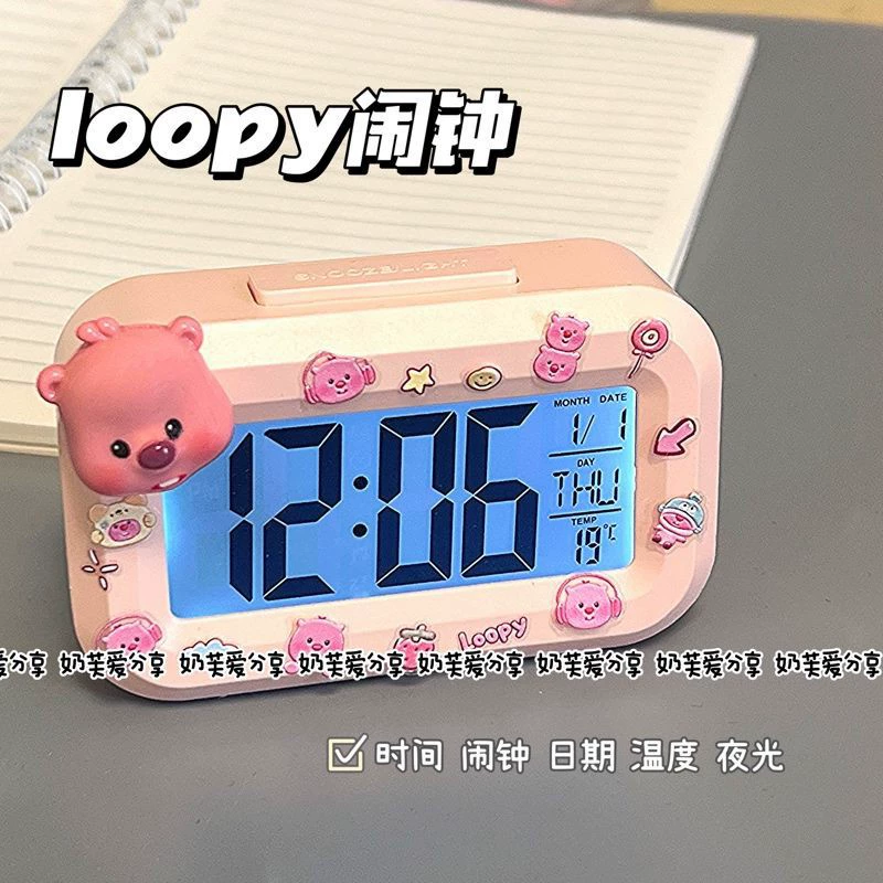 Ins милый часы-будильник Ruby, маленькие светящиеся прикроватные часы, многофункциональные настольные часы для студенческого общежития