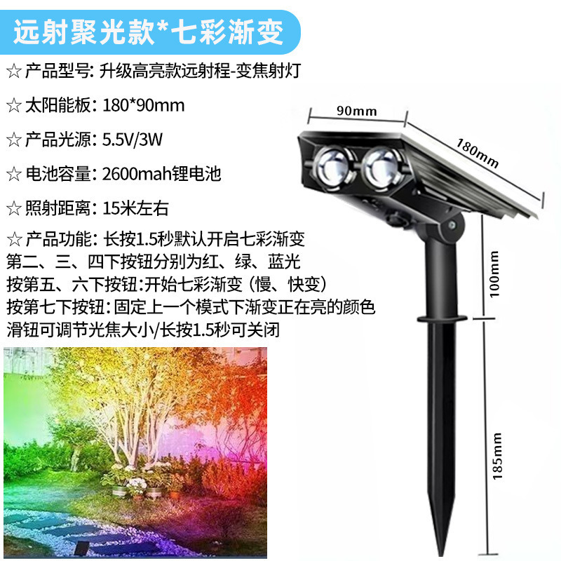 跨境太阳能射灯 户外高亮防水别墅庭院草坪照树灯LED地插草坪射灯|undefined