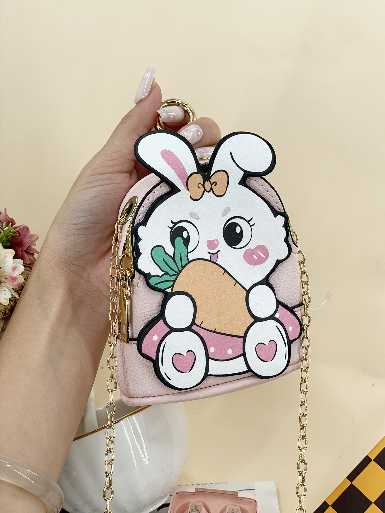 Summer Cute Cartoon Coin Purse Chain Diagonal Strawberry Bear Small Bag Macaron Female Heart Bag Factory Direct Sale