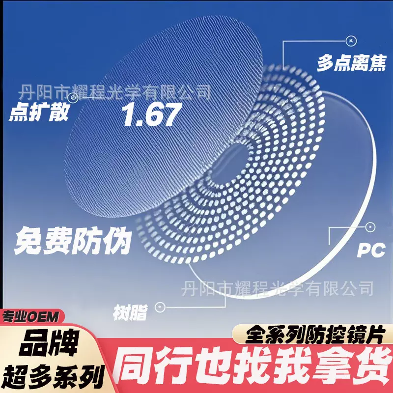 1.60多点离焦微透双效镜片低对比度镜片点扩散双效儿童近视眼镜片