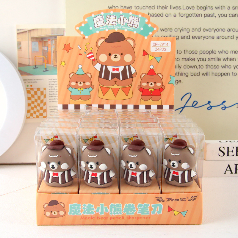 dibujos animados estereoscópicos oso lápiz afilador creativo lápiz afilador de estilo portátil para estudiantes de primaria papelería