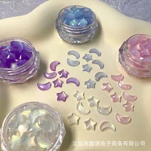 Explosions colorful moon nail jewelry luminous stars nail accessories special-shaped diamond diy jewelry accessories wholesale
