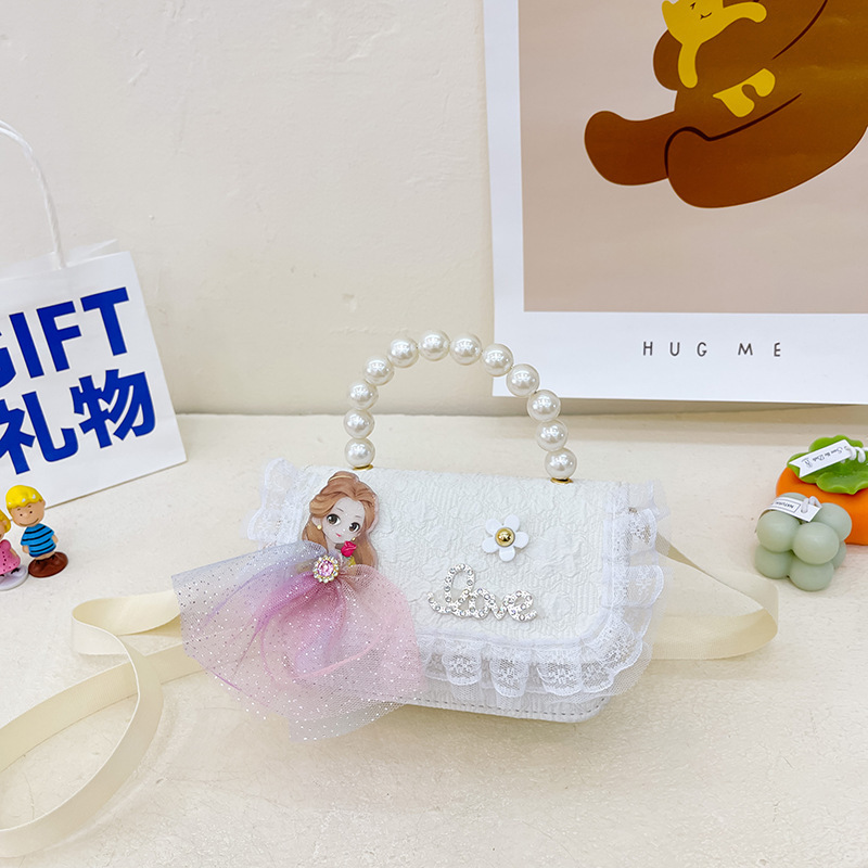 Bolso DE LOS NIÑOS 2022 nuevo lindo princesa perla bolso bandolera al por mayor encaje accesorios bolsa pequeña bolsa redonda