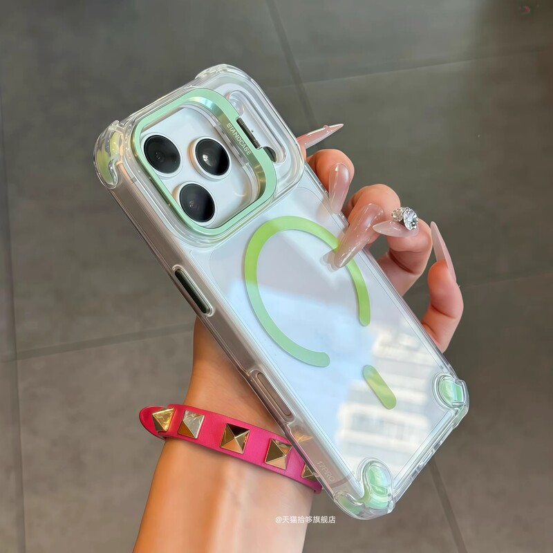 Four-Corner Anti-Fall Lens Flip Cover Bracket Suitable for Apple 17Promax Magnetic iPhone 16 Transparent Ultra-Thin 4
