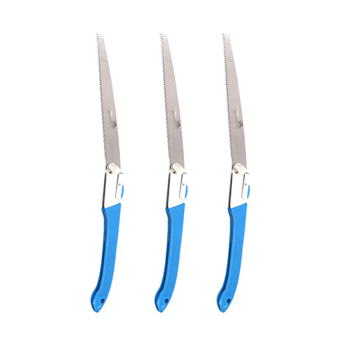 Manufacturer wholesale 270 blue folding saw grinding tooth fruit branch woodworking garden portable blue handle pruning folding saw