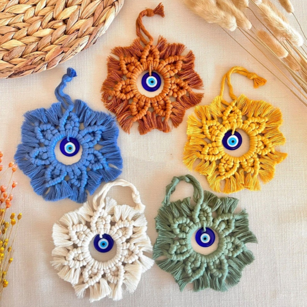 Ethnic Style Devil's Eye Cotton Thread Glass Pendant Wall Art display picture 1