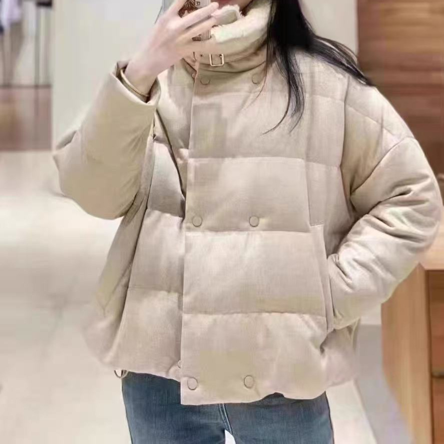 外贸原单  女士Z禾 冬季绒感拼接领 羽绒服 外套轻奢