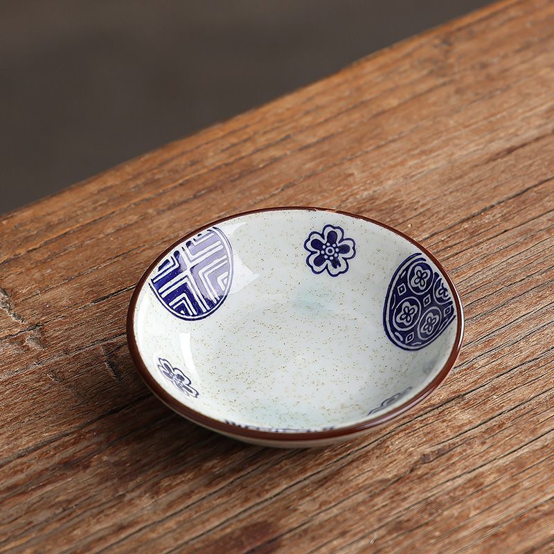 茶点盘釉下彩陶瓷调味碟小吃小菜圆形碟日式碟子复古手绘家用餐厅|undefined