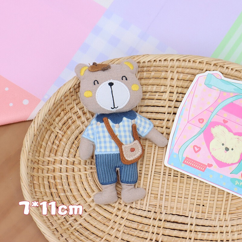 新しい韓国生地かわいいクマブローチヘアピンアクセサリー漫画子犬ピンク KT 人形バッグアクセサリー|undefined