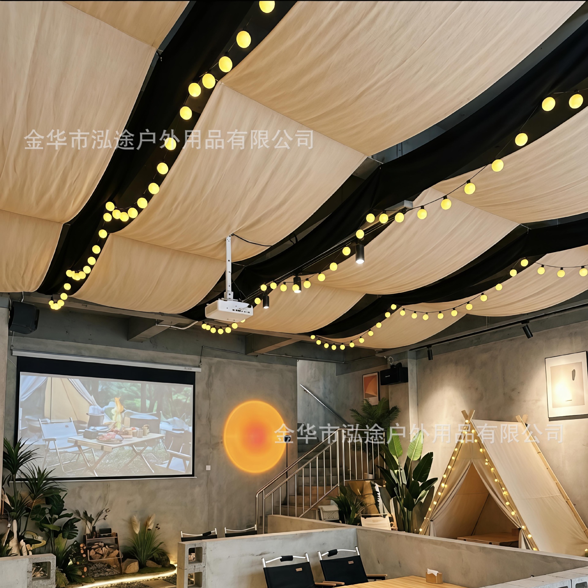 Indoor Canopy Camping Trendy Bar Tavern Café Long Decorative Fabric Strip Atmosphere Decoration Fabric Strip Background Cloth
