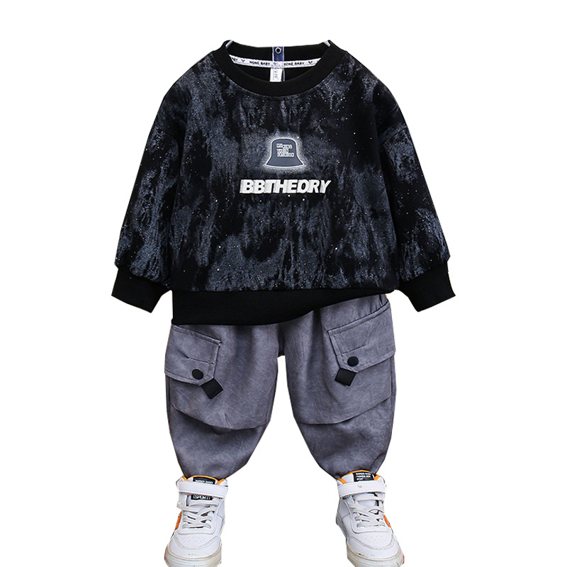 5850 traje de suéter para niños 2025 nuevo estilo estilo occidental ropa de primavera y otoño para bebés, traje de dos piezas de ropa de otoño atractivo para niños