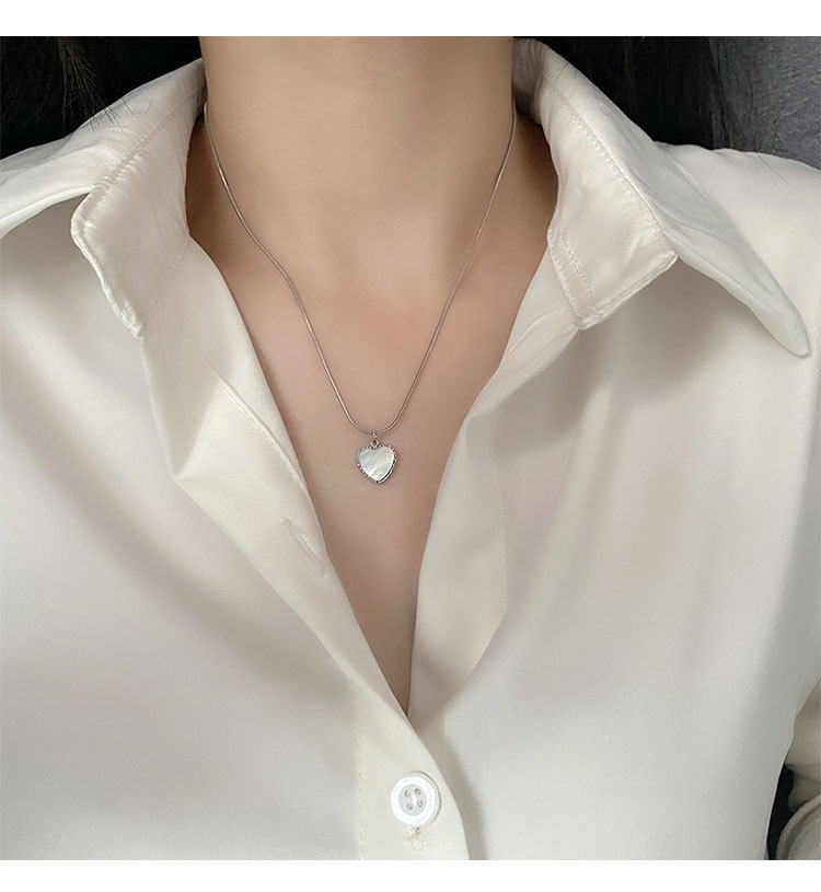 Fashion Heart Shape Titanium Steel Plating Pendant Necklace 1 Piece