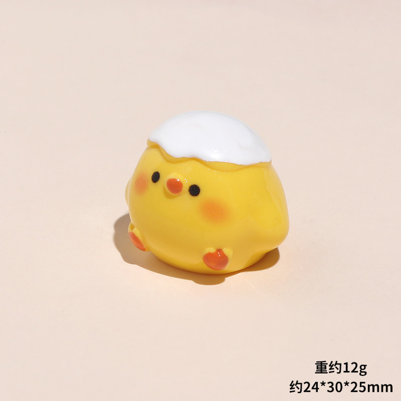 立体黄色小鸡园艺DIY装饰树脂公仔diy车载桌面装饰摆件钥匙扣挂件|undefined