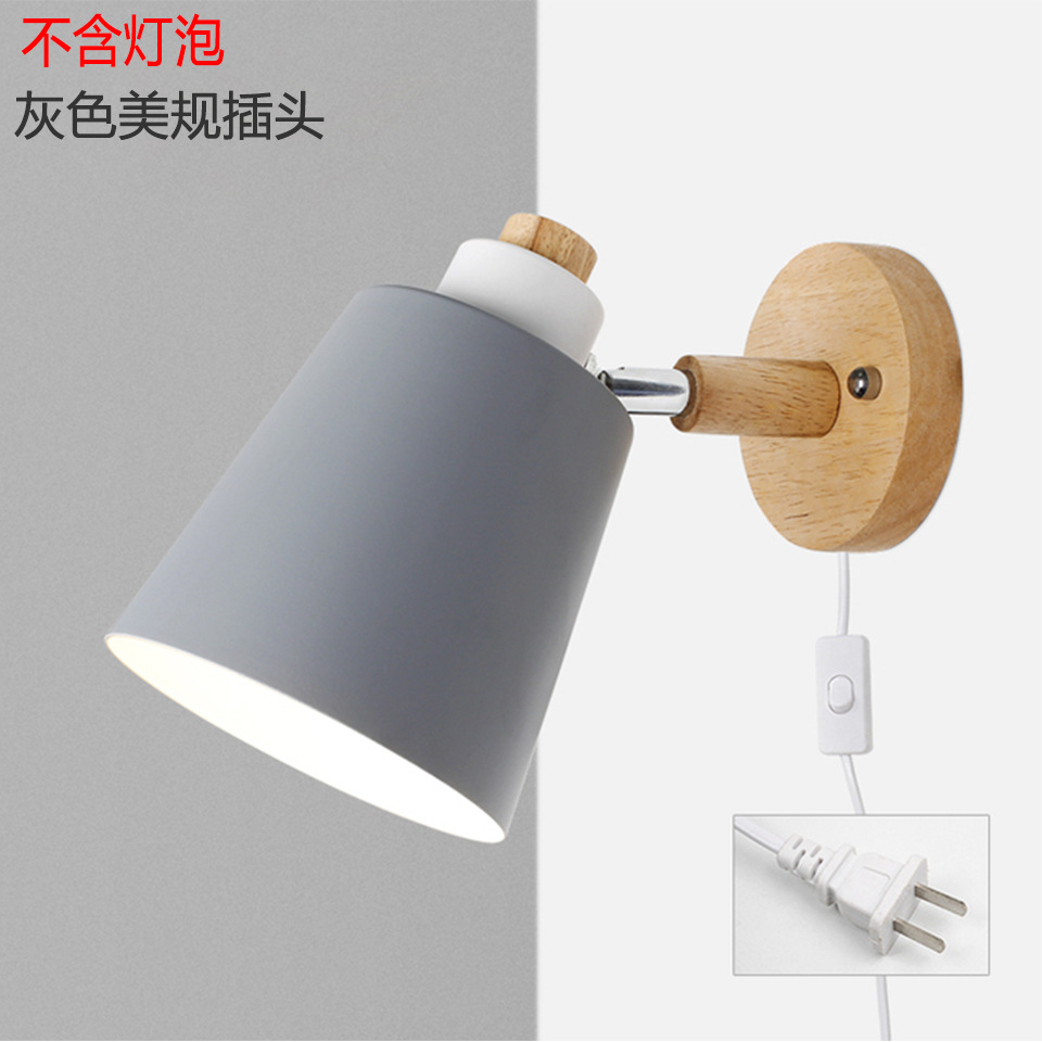 Transfronterizo exclusivo moderno simple DIY macaron lámpara de pared interruptor de enchufe de madera Nordic lámparas decorativas