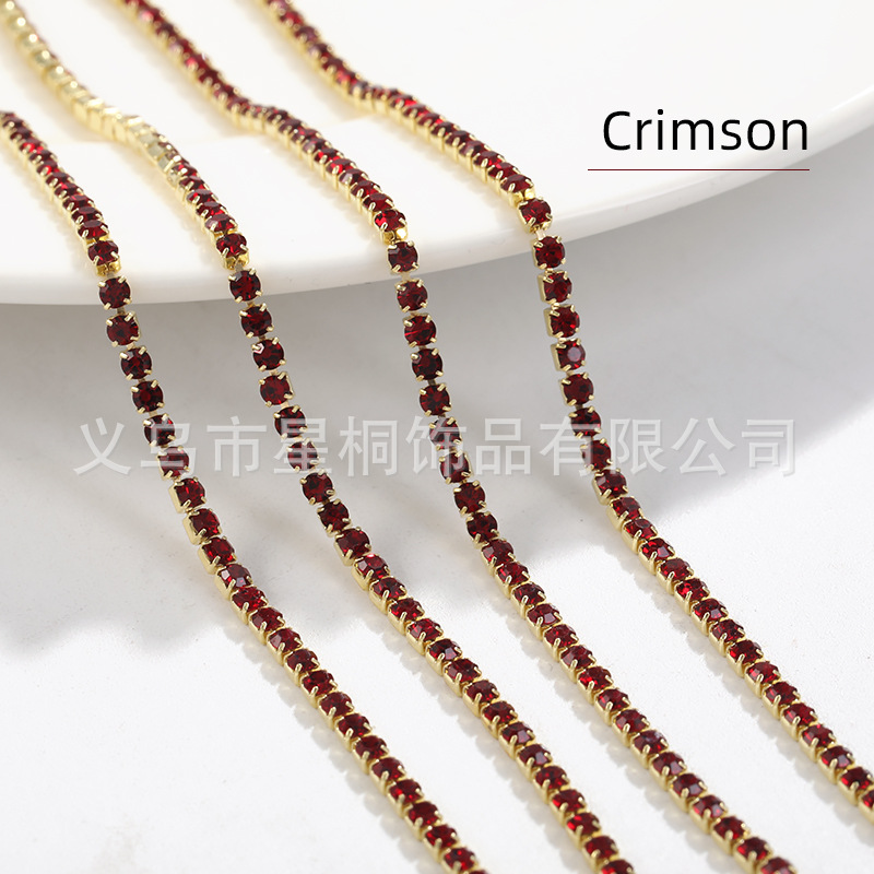 Ventas directas transfronterizas 2mm-3mm fondo de cobre color cuatro esquinas cadena de garras cadena de diamantes densa ropa de bricolaje accesorios para vestidos de novia