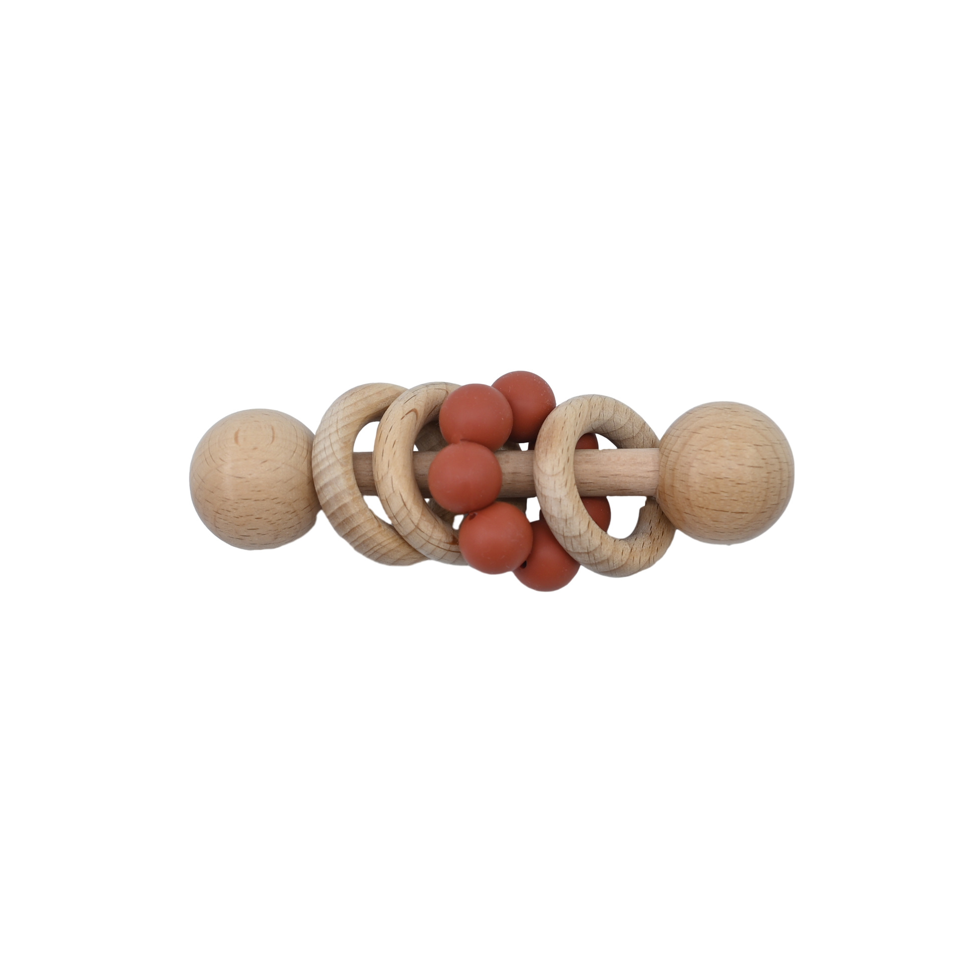 Animal de madera hecha a mano campana bebé puede roer madera silicona perlas de madera campana de mano juguete tranquilizador