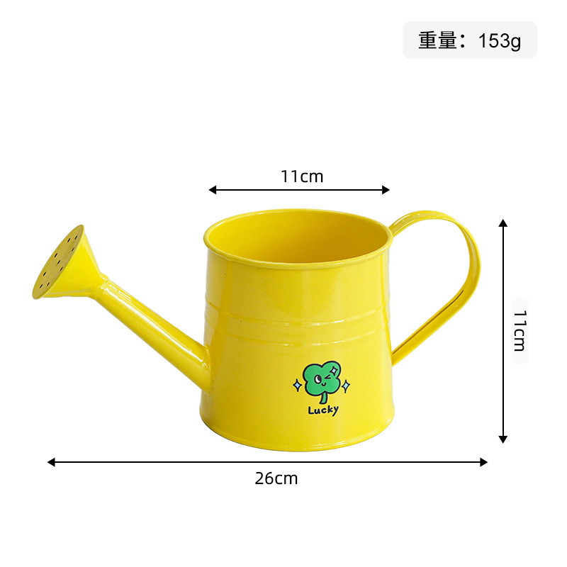 Large iron watering bottle-yellow (green flower sticker)