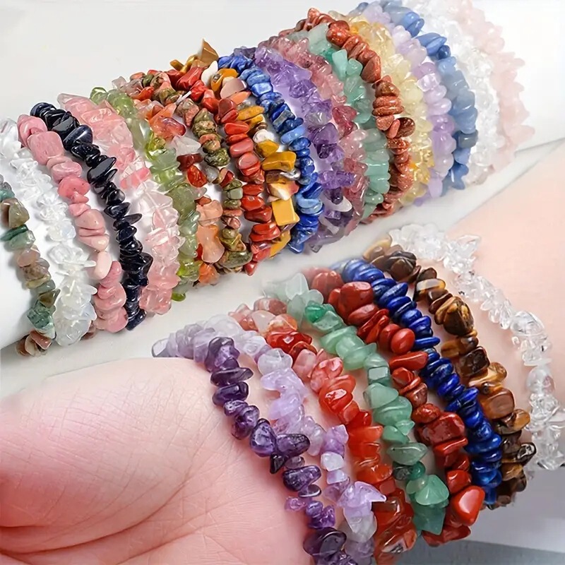 Cross-border natural crystal agate irregular gravel elastic bracelet European and American hand ornaments colorful gravel bracelet wholesale
