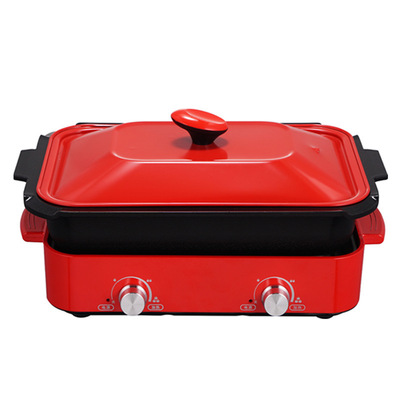 口吕品家用多功能料理锅电火锅烧烤一体锅蒸煮电烤炉网红早餐锅|ru