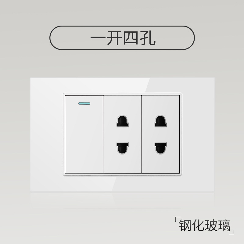 Taiwán 110V estándar americano USB blanco vidrio templado interruptor socket 118 Tipo de pared panel fábrica al por mayor