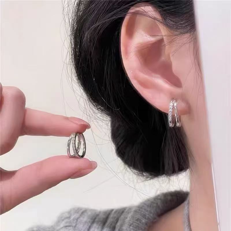 Double layer zircon earrings (price of two)