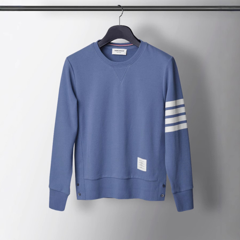 Fashion Joker Men's and Women's Round Neck Sweat Spring and Autumn Leisure Sports Smog Blue Long Sleeve Sweat Fashion Joker Men's and Women's Round Neck Sweat Spring and Autumn Leisure Sports Smog Blue Long Sleeve Sweat