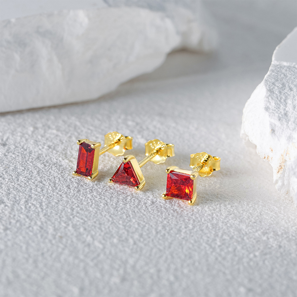 3g Weight Zircon Inlay Material Ear Studs Classification 3 Pieces Set Quantity Daily Occasion 925 Sterling Silver Material Geometric Pattern Women's Gender Plating, Inlay Design Simple Style Style 3 Pieces Set 925 Sterling Silver Zircon Geometric Ear Studs 23