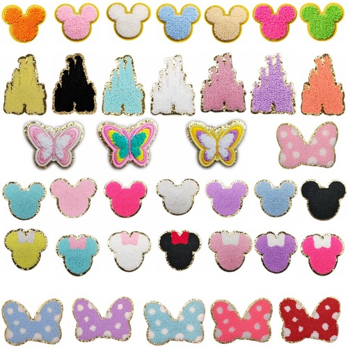 Lite's new self-adhesive adhesive cross-border butterfly Mickey Mouse Chenille towel embroidery embroidery patch
