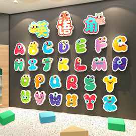 英语角教室布置装饰幼儿园环创主题成品培训机构绘本馆文化墙贴纸