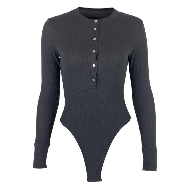 Body de Algodón Acordonado de Manga Larga para Mujer, Estilo Sexy Europeo y Americano, Novedad de Primavera 2025, Ropa Femenina Transfronteriza para Amazon