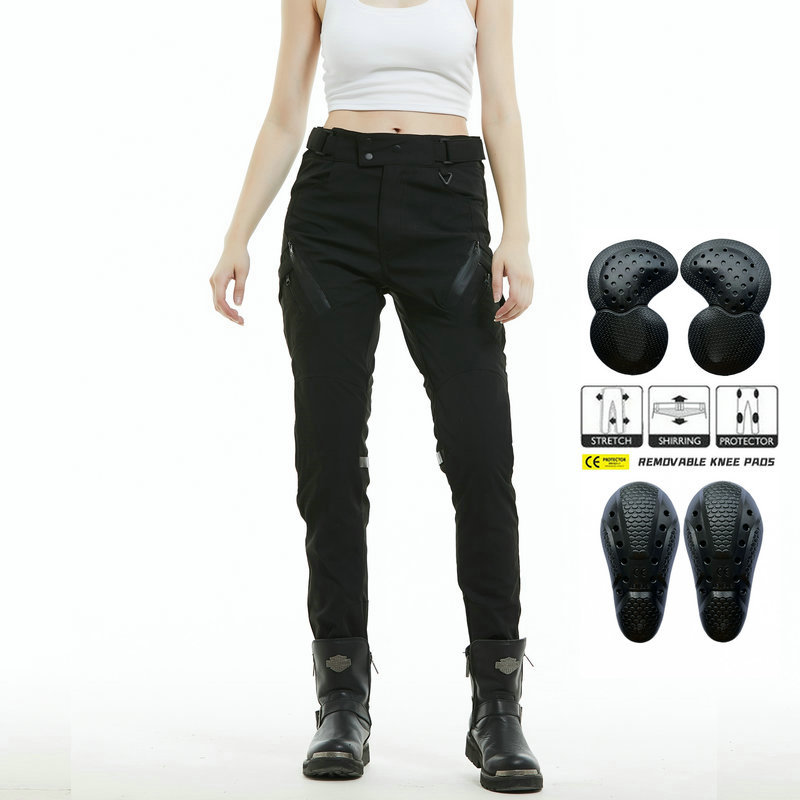 Pantalones de montar motocicleta impermeable a prueba de viento transpirable cintura alta Mujer Caballero motocicleta anti-caída pantalones Four Seasons retro Commuter Pants