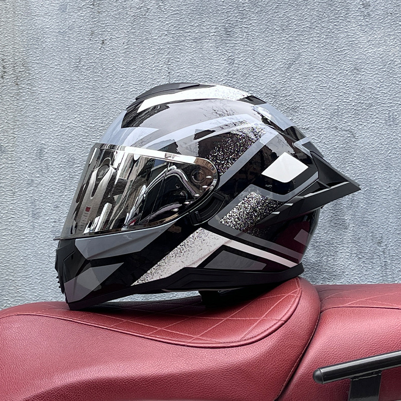 Casco integral transfronterizo DOT de la versión mejorada de LVS con doble lente para hombres, casco de seguridad universal para todas las estaciones para motociclistas femeninas, casco de motocicleta con doble lente.