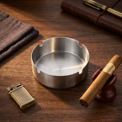 Car ashtray Spill, Practical, Portable, Sturdy and - stainless-steel-ashtray-low-size-8cm