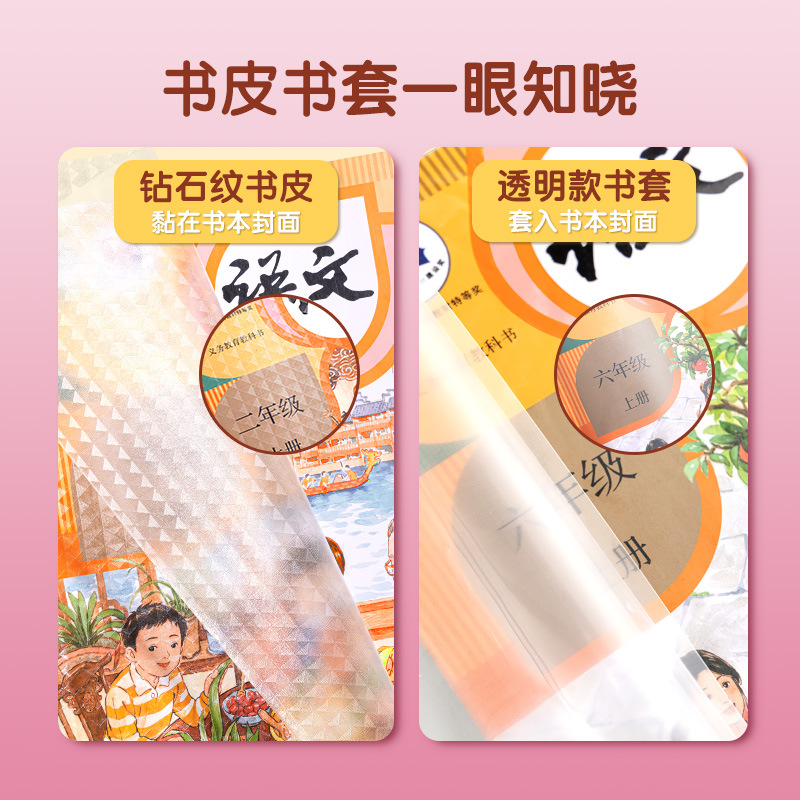 Papelería de mano mano cubierta de libro cubierta de libro cubierta de película de libro papel transparente autoadhesivo esmerilado espeso 16K estudiantes de primaria