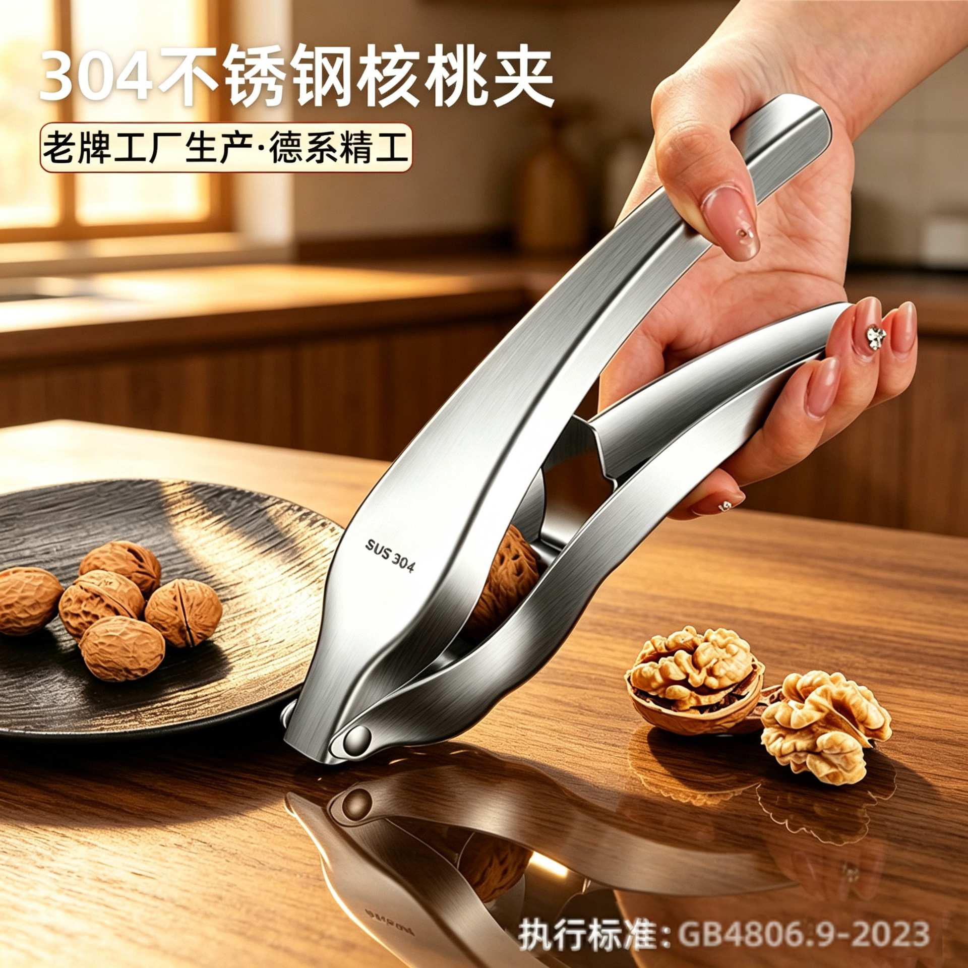 Nutcracker 304 stainless steel walnut cracker, a versatile household tool for cracking walnuts