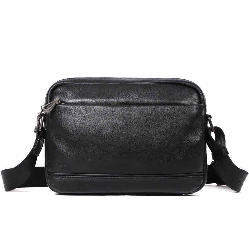 Túi đeo chéo nam da bò thật kiểu vuông nhỏ 29×11×17 cm — Màu đen chi tiết 6