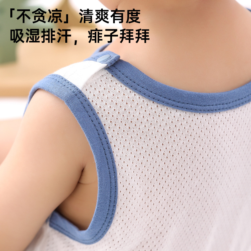 Baby Summer V-Neck Cotton Thin T-shirt for Girls and Boys, Sleeveless Bodysuit for Infants and Toddlers