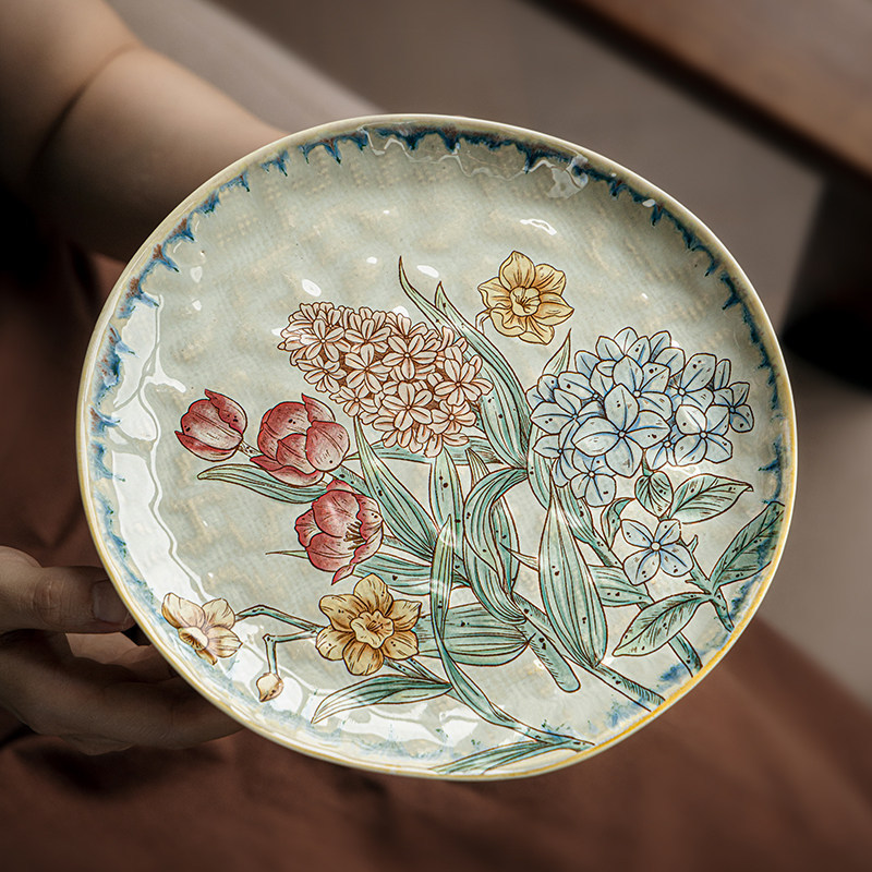 Especially beautiful plates, vintage ripple-patterned shallow plates, exquisite dessert plates, ceramic steak plates, cross-border export